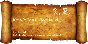 Kovácsi Romuald névjegykártya